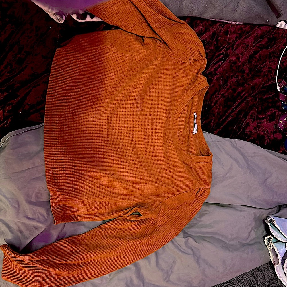 Orange cropped sweater top, size XL